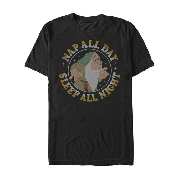 Men's Snow White and the Seven Dwarfs Sleepy Graphic Tee Black 3X Large