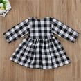 thumbnail image 5 of Douhoow Baby Girls Plaid Dress Infant Casual Long Sleeve Round Neck Flexible Waist Short Dress, 5 of 8