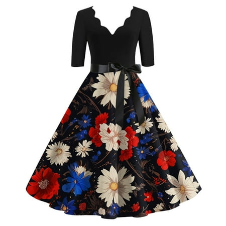 4Th Of July Outfits For Women Dress  50S Prom Casual V Neck Short Sleeve Tunic Cocktail Dresses Womens Plus Size Black Mens Dress Shoes Mini Semi Formal Dresses Cocktail (XL  Navy) ZMTing