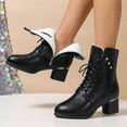 thumbnail image 6 of Wensltd Womens Boots Chunky Heel Round Toe Booties Wide Width Fall Winter Dress Shoes Black, 6 of 9