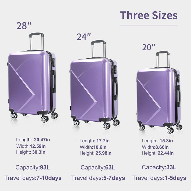 Joyway Luggage Set 3 Piece Suitcase Sets with Spinner Wheel,Hardside  Expandable Travel Laggage with TSA Lock (20/24/28)