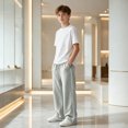 thumbnail image 2 of JFTTX Boys' Baggy Sweatpants Open Bottom Straight Leg Sweatpants for Boys Elastic Waist Drawstring Casual Sweat Pants with Pockets, 2 of 6