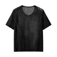 thumbnail image 2 of Mens Crochet Shirt Summer Lightweight Short Sleeve Loose Casual Crewneck Hollow out Knit T-Shirt Beach Shirts, 2 of 8