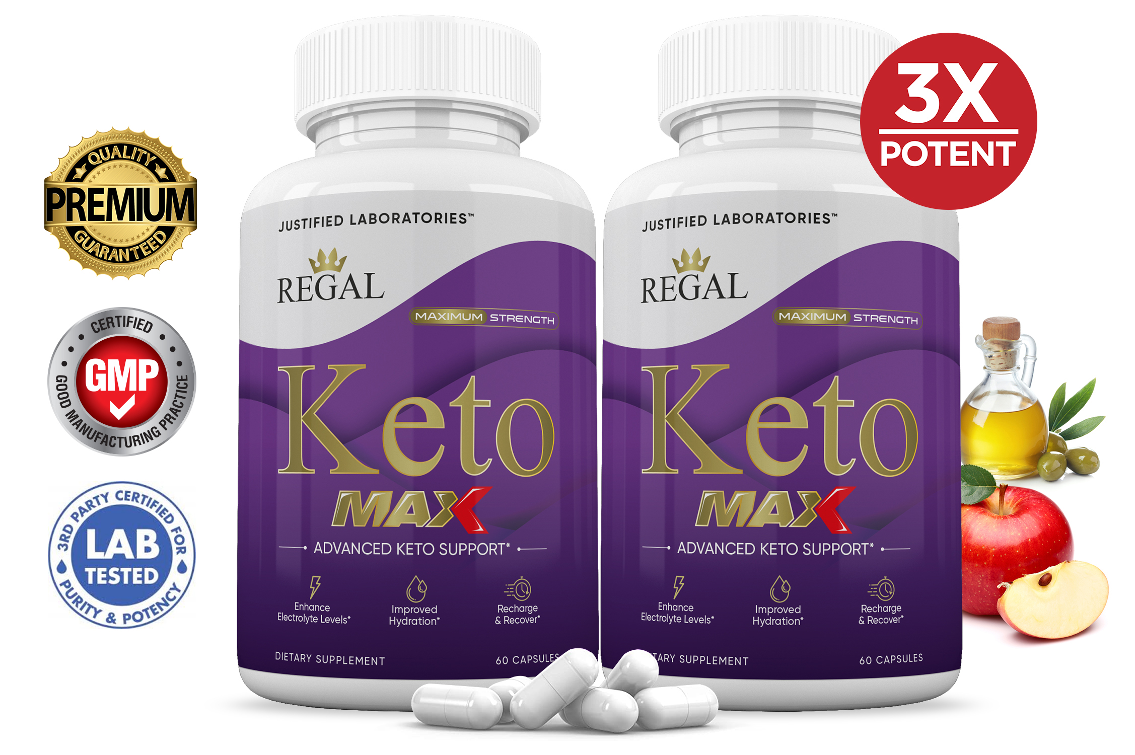 2 Pack Regal Keto Max 1200mg Pills Includes Apple Cider Vinegar Gobhb 120 Capsules