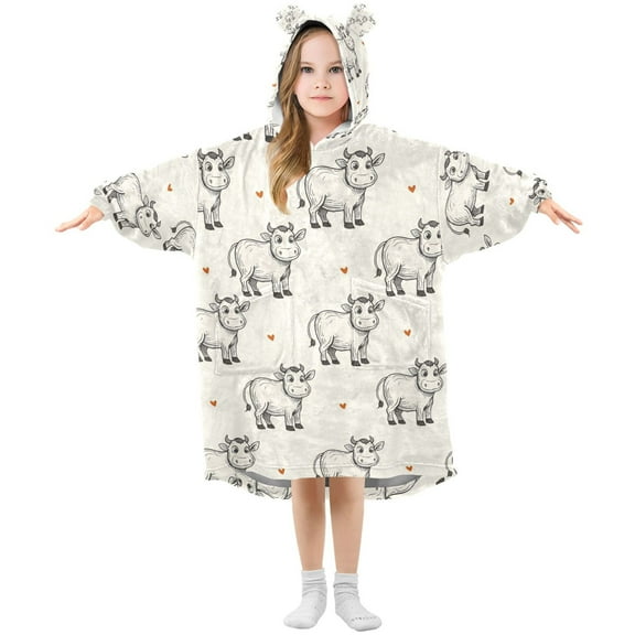 joogoo Wearable Blanket Vintage Cows Hoodie for Oversized Sherpa Hooded 3-14 YR M