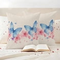 thumbnail image 3 of Butterfly Floral Pillow Covers 2 Pack Watercolor Blue Pink Flower Butterflies Linen Texture Pillowcase Waterproof Outdoor Throw Pillow Cover for Patio Garden Square Cushion 24”x24”, 3 of 9