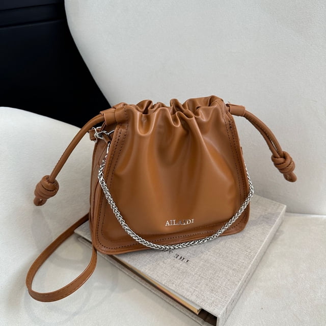 Bolso de cubo sencillo para mujer, bolso de hombro con cordón de moda, bolso de mensajero retro informal