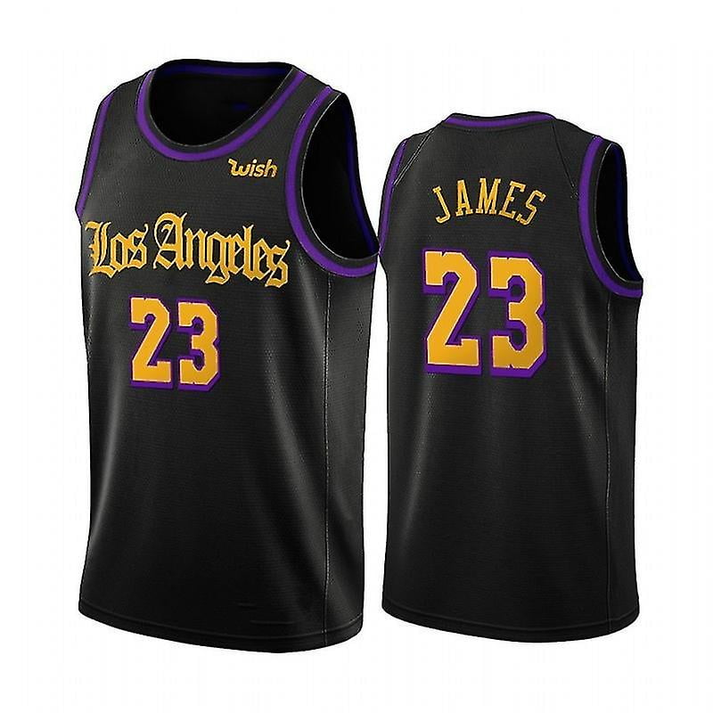 Nba Basketball Uniform Los Angeles Lakers Lebron James No. 23 Embroidered  Breathable Black And Purple Uniform