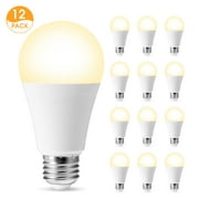 LOHAS Dusk to Dawn Light Bulbs Outdoor,3000K Soft White, A19 LED Sensor Light Bulbs, 12W (100W Equivalent), 1000LM E26 Base Auto On/Off Indoor Outdoor Light for Garage Porch Hallway, 12 Pack