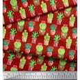 thumbnail image 2 of Soimoi Red Cotton Duck Fabric Cactus With Conical Pot Tree Print Sewing Fabric Yard 56 Inch Wide, 2 of 3
