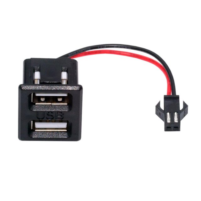 HUGFEGWE 2 Port 2.54mm Pitch 2Pin 1 to 2 USB 2.0 Female DC 5V 2A Flush Mount Charging Socket Port Conversion Cable Adapter CJ25311-9024