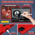 thumbnail image 5 of Kids Case for iPad Pro 11 2022/2021/2020/2018/Air 4/Air 5 with Pencil Holder, Lightweight Shockproof Stand Anti-Slip Rugged Silicone PC Case Cover for Boys Girls, Red+Black, 5 of 10