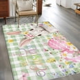 thumbnail image 3 of Sage Green Easter Area Rugs Collection 4'x6', Spring Easter Bunny Eggs Floral Plaid Non Slip Indoor Rectangle Throw Runner Rug Floor Mat Carpet for Living Room Dining Table Bedroom Nursery, 3 of 9