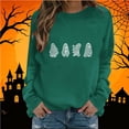 thumbnail image 2 of Halloween Sweatshirt for Women Dressy Rhinestone Ghost Pumpkin Pullover Crewneck Long Sleeve Tops Loose Fit Soft Funny Holiday Tees, 2 of 5