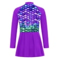 thumbnail image 2 of Jhaoyu Girls Swimming Dress Rash Guard UPF 50+ One Piece Swimsuit Beach Pool Swimwear Bathing Suit Purple 8, 2 of 5