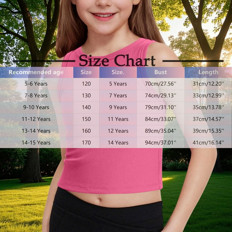 Kids Short Sleeve Crop Top Girls Plain Stretchy Summer Basic T-Shirt 3-13 Years