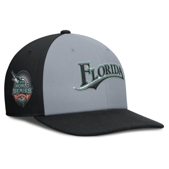 Men's Nike Gray/Black Florida Marlins Cooperstown Collection Pro Performance Snapback Hat