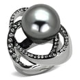 thumbnail image 1 of Alamode TK1371-9 Bague en Acier Inoxydable Poli pour Femmes avec Synthétique Gris - Taille 9, 1 of 1