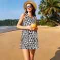 thumbnail image 3 of Fotbe Black White Stripes Vestido de Verano sin Mangas para Mujer – Vestido Midi Línea A, Estilo Camiseta Floral, Vestido Playero Casual y Fluido, 3 of 7
