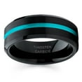 thumbnail image 2 of Turquoise Tungsten Wedding Band Men & Women Anniversary Ring Engagement Ring 8mm Black Tungsten Ring Comfort Fit, 2 of 2