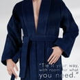 thumbnail image 5 of 100% Cotton Turkish Bathrobes, Soft Absorbent Lightweight Men Robes, Medium, Navy Blue, 5 of 9