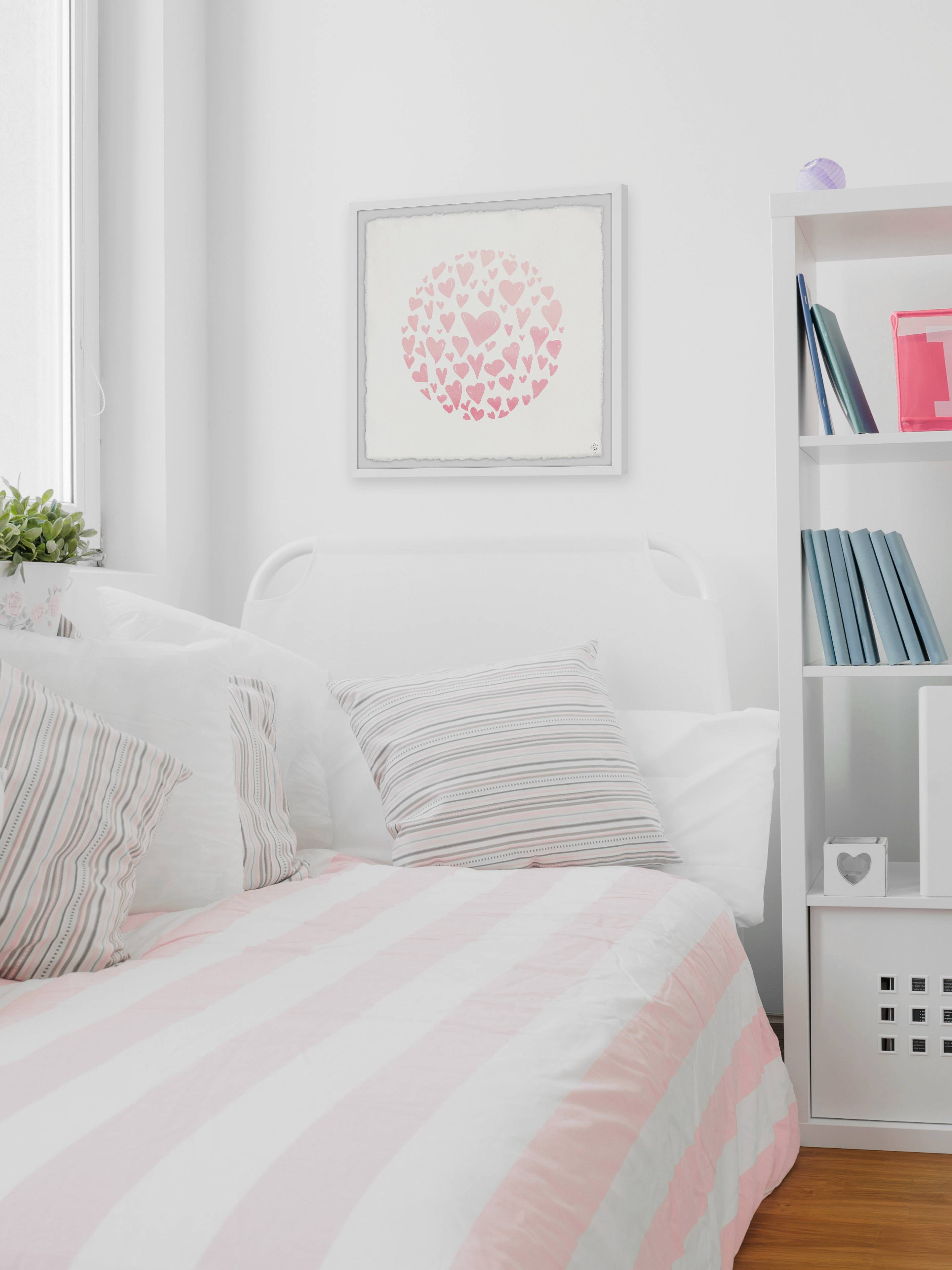 Marmont Hill Pink Circle Hearts Framed Wall Art