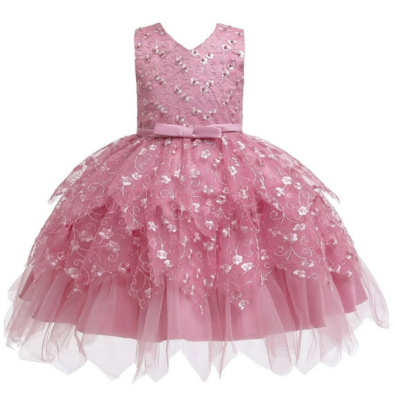Lovebay Little Girl Princess Flower V-neck Lace Dress Kids Tutu Wedding Evening Birthday Pageant Party Formal Dresses Gown Prom