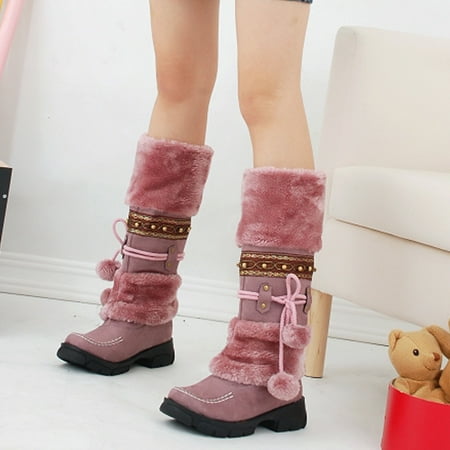 

1 Pair Women Snow Boots Plush Anti-slip Warm Breathable for Winter Outdoor Party New
