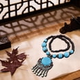 thumbnail image 3 of Collar bohemio Encantos Regalos Decoración larga Vacaciones personalizadas Azul, 3 of 7