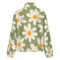 thumbnail image 6 of Jackets for Women Winter Coat Jackets Flannel Stand Collar Jacket(Green Background Daisy Flower Pattern,Size:S-4XL), 6 of 7