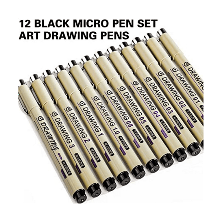 Painting Art : 12 Black Waterproof Ink Set Markers Drawing Sketch Anime  Watercolor
