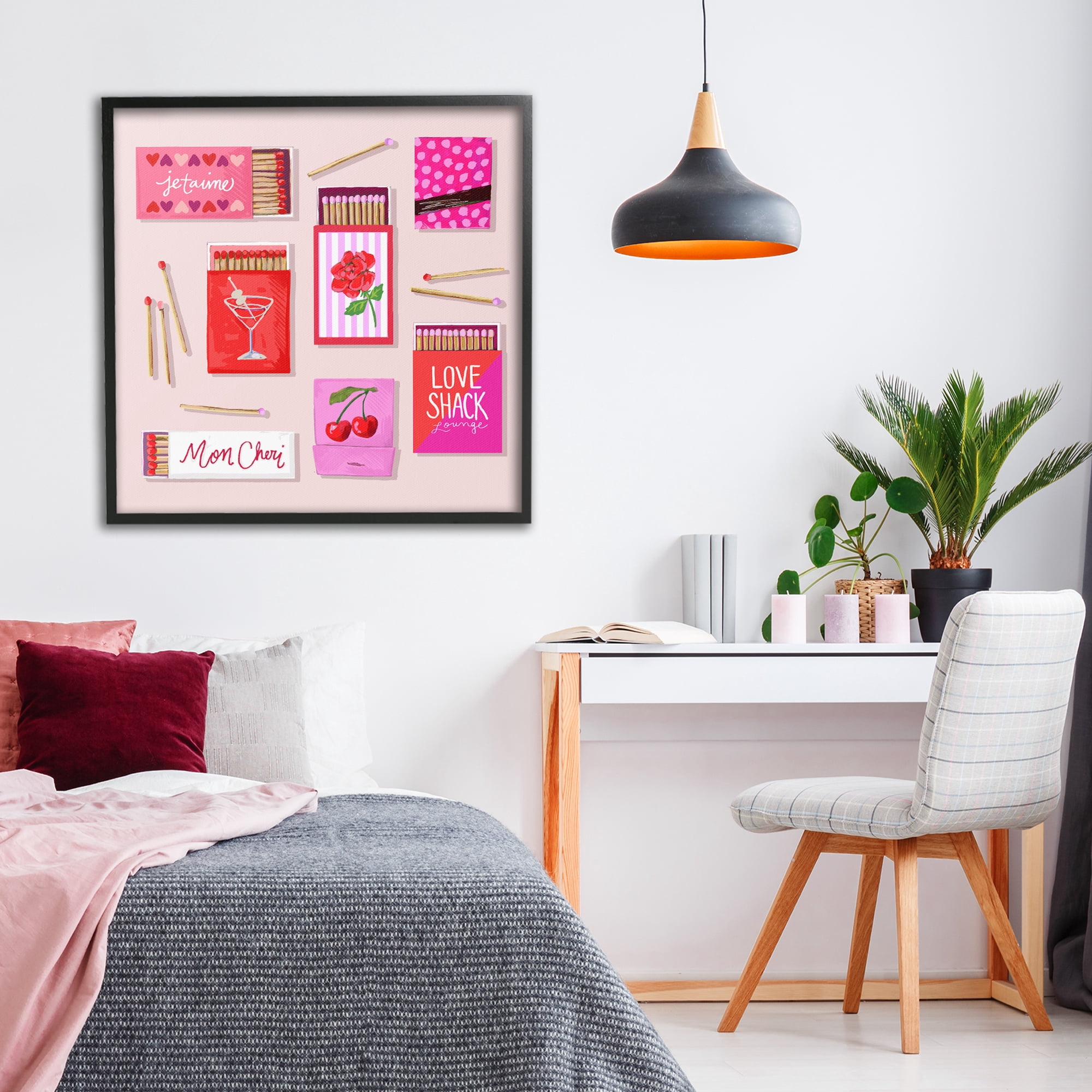 Stupell Industries Je T'aime Romantic Matchbox Set Black Framed Giclee Art, design by Rachael Reese