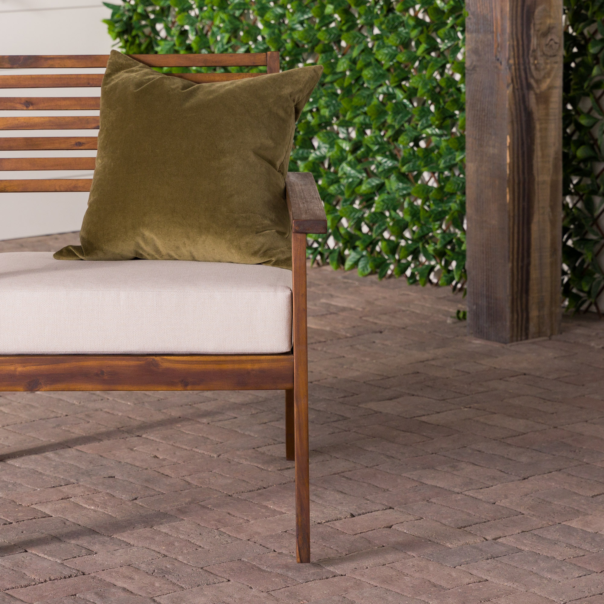 Walker Edison Modern Slat-Back Solid Wood Outdoor Lounge Chair, Dark Brown - image 4 of 17
