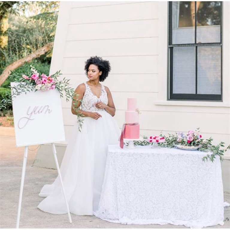 White Lace Tablecloth, 60x120 inch, for Wedding, Bridal Shower, Tea Party -  Walmart.com