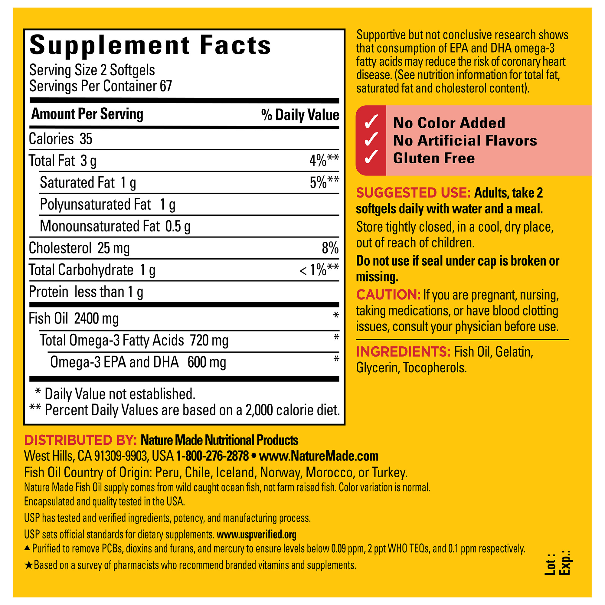 Nature Made Fish Oil 2400 mg Omega-3, 134 Count photo 2