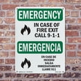 thumbnail image 5 of In Case Of Fire Exit Call 9 OSHA Emergency Rigid Plastic Sign 24 Inch x 18 Inch - 10 Pack, 5 of 8