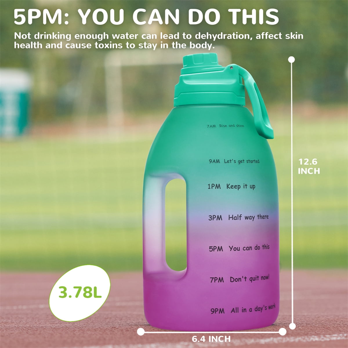 Kepooman Reusable Large-Capacity Water Bottle, Fitness Sports Water Bottle with Leak Proof Flip Top Lid for Gym Yoga Fitness Camping with Time Marker-E Kepooman Reusable Large-Capacity Water Bottle, Fitness Sports Water Bottle with Leak Proof Flip Top Lid for Gym Yoga Fitness Camping with Time Marker-E
