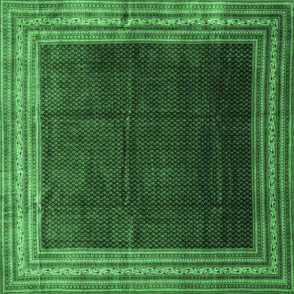 Ahgly Company Indoor Square Persian Emerald Green Traditional Area Rugs, 3' Square