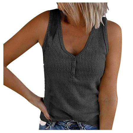 Humlua Vintage Tank Tops Retro Look Plus Size Tank Tops with Built-In Bra Women s V-neck undershirt sleeveless button-down casual undershirt shirt T-shirt