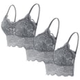 thumbnail image 1 of Sujetador de encaje con tirantes sólidos para mujer, ropa interior de poliéster, 3 piezas, 1 of 1