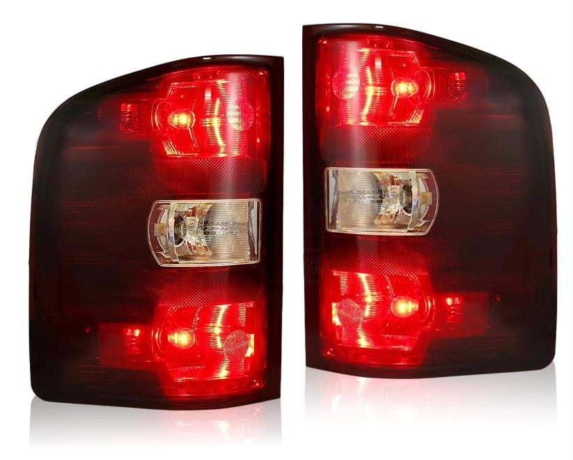 Premium Smok Red Tail Lights Fit For 2007-2014 Chevy Silverado  1500 2500 3500 Rear Lamps ; Pair;  ;No Bulbs