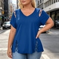 thumbnail image 7 of FchengtaiS Plus Size Tops Womens Short Sleeve V Neck Tshirts Hollow Out Summer Dressy Casual Loose Blouses 1X-5X, 7 of 7