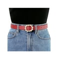 thumbnail image 4 of INSPIRE CHIC Womens Pearl Waistband Skinny Leather Adjustable Pin Buckle Belt for Jeans Dresses Pants 75-90cm/29.53"-35.43" Red, 4 of 4