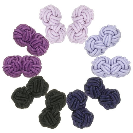 Uxcell 5 Pairs Silk Knot Cufflinks, Elastic Fabric Shirt Cufflinks, Twist Knot Dress Accessories Cuff Link for Men, Women, Business, Gift, Wedding, Lilac/Lavender/Purple/Darkviolet/Black