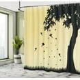 thumbnail image 5 of Ambesonne Autumn Shower Curtain, Tree with Falling Leaves, 69"Wx75"L, Mustard Black, 5 of 5