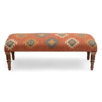 WOODEN BENCH UPHOLSTERED WITH WOOL KD JUTE (Red, 120x40x45 cm)