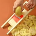 thumbnail image 2 of Potato Cutter Under 5 ! Yannianjz Wooden Handle Mesh Potato Slicer for Chips, Vegetable Cutting Tool for Kitchen Use, Ergonomic Cutter for Food Preparation, 2 of 9