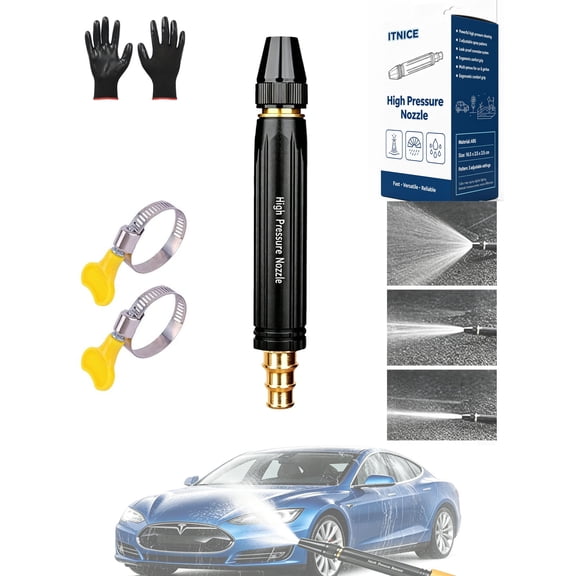 2026 Upgrade Heavy Duty High Pressure Hose Nozzle, Adjustable Booster Home High Pressure Car Wash Water Gun with Booster Nozzle, Pressure Washer Hose Attachment for Plant Watering Lawn Car (1)