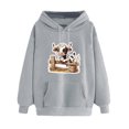 thumbnail image 6 of Aimik Cute Graphic Hoodies Sweatshirts for Women Fall Winter Drawstring Cow Print Pullover Tops Womens Loose Comfy Clothes with Pocket, 6 of 6