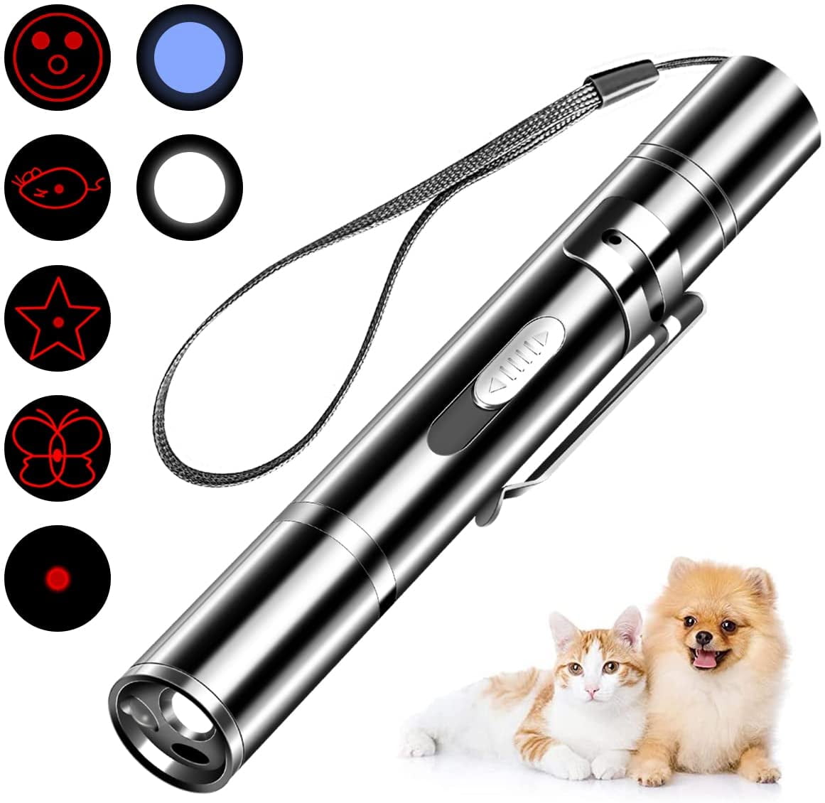 Cat Pointer Toy, Dog Laser Pointer,7 Adjustable Patterns Laser ,Long